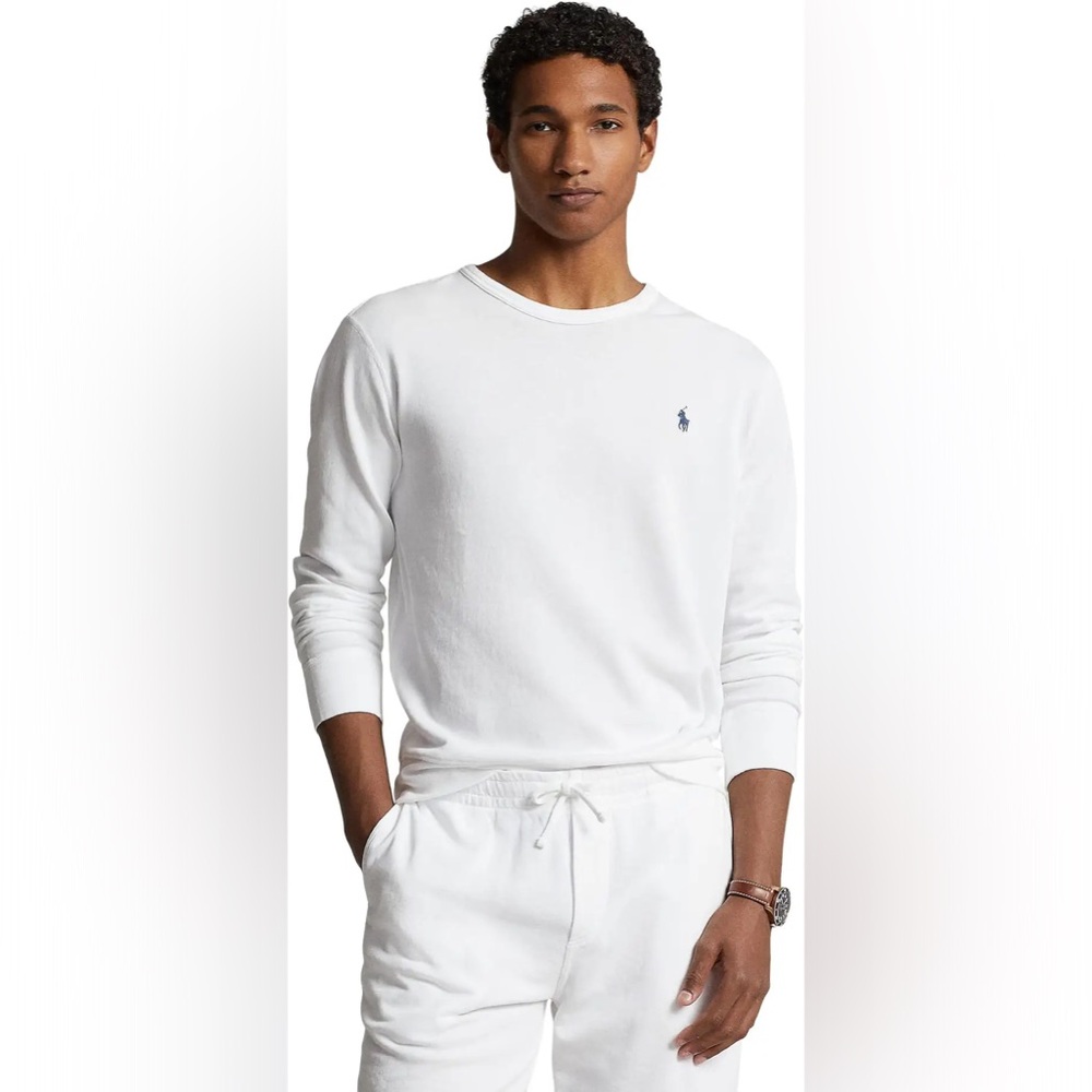 NEW Polo Ralph Lauren Men’s Spa Terry Crewneck Sweatshirt White XL Loungewear